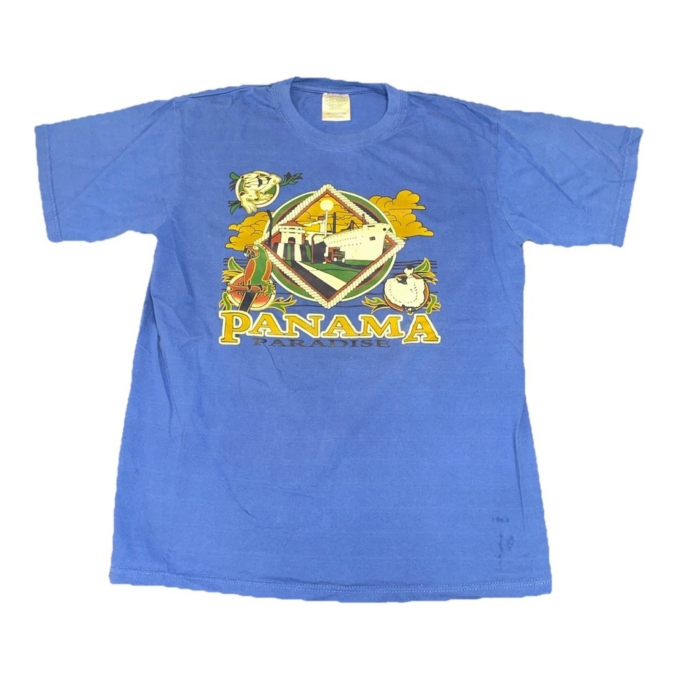 Vintage Y2K Panama Paradise Royal Blue Womens Shirt Size Large